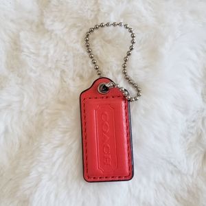 Coach hot pink leather charm tag key fob keychain for purses and bags etc